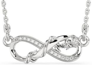Diamond Platinum Infinity Flower Necklace