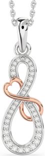 Diamond Silver & 10K Rose Gold Infinity Heart Necklace