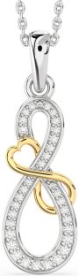 Diamond Silver & 10K gold Infinity Heart Necklace
