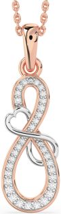 Diamond White Rose Gold Infinity Heart Necklace