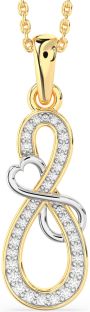 Diamond White Yellow Gold Infinity Heart Necklace