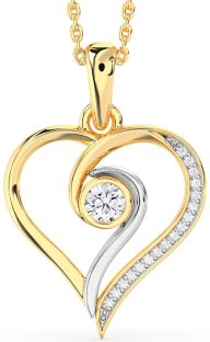 Diamond Gold Silver Heart Necklace