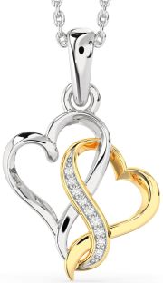 Diamond Gold Silver Heart Infinity Necklace