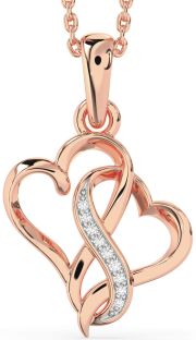 Diamond Rose Gold Silver Heart Infinity Necklace