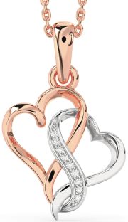 Diamond Rose Gold Silver Heart Infinity Necklace