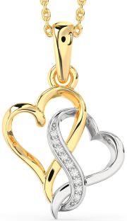 Diamond Gold Silver Heart Infinity Necklace