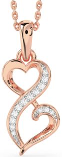 Diamond Rose Gold Silver Infinity Heart Necklace