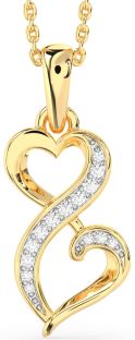 Diamond Gold Silver Infinity Heart Necklace
