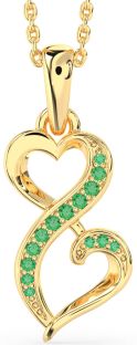 Emerald Gold Silver Infinity Heart Necklace