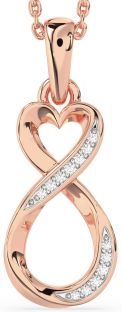 Diamond Rose Gold Silver Infinity Heart Necklace
