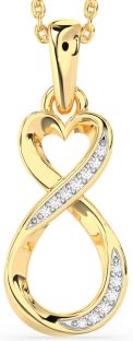 Diamond Gold Silver Infinity Heart Necklace