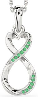 Emerald Silver Infinity Heart Necklace