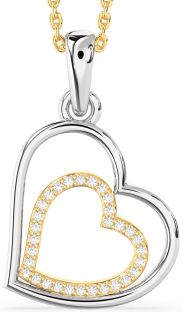 Diamond White Yellow Gold Heart Necklace