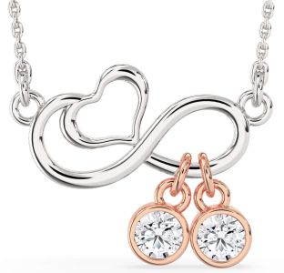 Diamond Platinum & Rose Gold Infinity Heart Necklace