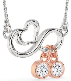 Diamond Silver & 10K Rose Gold Infinity Heart Necklace