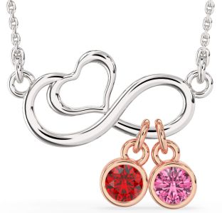 Platinum & Rose Gold Infinity Heart Necklace