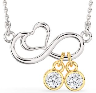 Diamond Platinum & Yellow Gold Infinity Heart Necklace