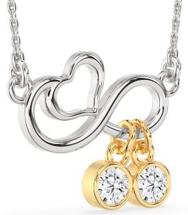 Diamond Silver & 10K gold Infinity Heart Necklace