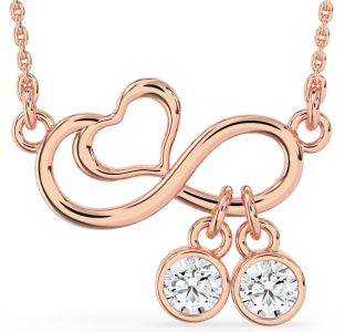 Diamond Rose Gold Infinity Heart Necklace
