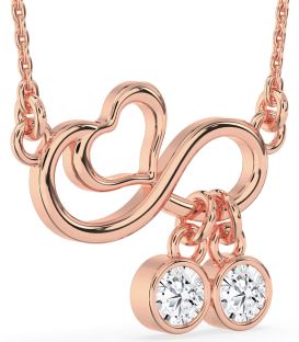 Diamond Rose Gold Infinity Heart Necklace