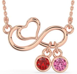 Rose Gold Silver Infinity Heart Necklace