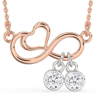 Diamond Platinum & Rose Gold Infinity Heart Necklace