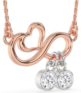 Diamond White Rose Gold Infinity Heart Necklace