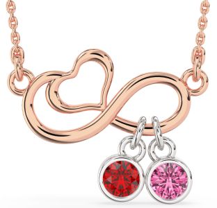 Platinum & Rose Gold Infinity Heart Necklace
