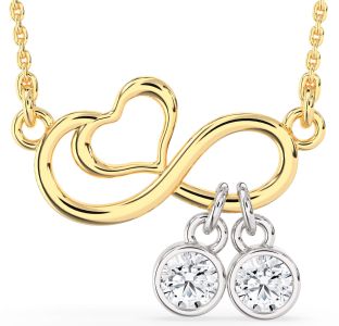 Diamond Platinum & Yellow Gold Infinity Heart Necklace
