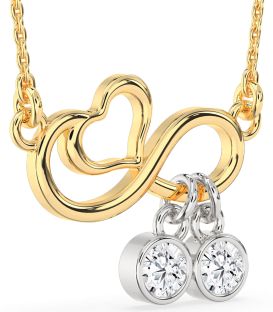 Diamond White Yellow Gold Infinity Heart Necklace