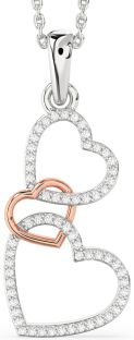 Diamond Silver & 10K Rose Gold Heart Necklace