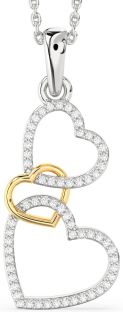 Diamond Silver & 10K gold Heart Necklace