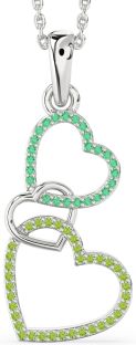 Emerald & Peridot Silver Heart Necklace
