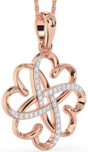 Large Diamond Rose Gold Heart Flower Necklace