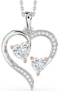 Diamond White Rose Gold Heart Necklace