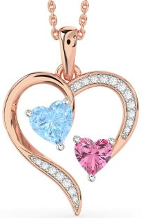 Diamond Platinum & Rose Gold Heart Necklace