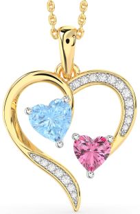 Diamond Gold Silver Heart Necklace