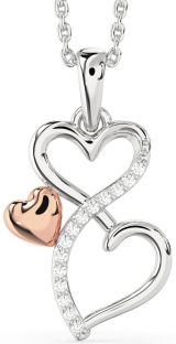 Diamond Silver & 10K Rose Gold Infinity Heart Necklace