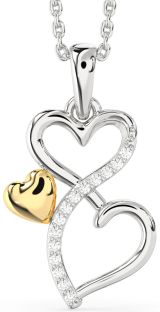 Diamond Silver & 10K gold Infinity Heart Necklace