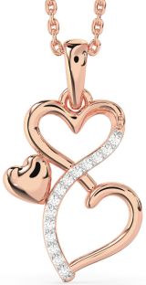 Diamond Rose Gold Silver Infinity Heart Necklace