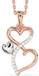 Diamond Rose Gold Silver Infinity Heart Necklace