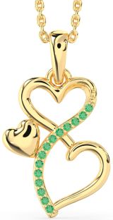Emerald Gold Infinity Heart Necklace