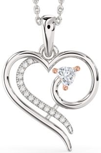 Diamond Platinum & Rose Gold Heart Necklace