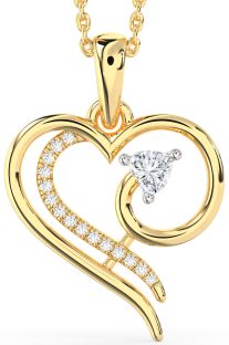 Diamond Platinum & Yellow Gold Heart Necklace