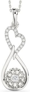 Large Diamond White Gold Heart Teardrop Flower Necklace