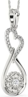 Large Diamond Platinum Heart Teardrop Flower Necklace
