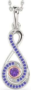 Amethyst & Tanzanite Silver & 10K Rose Gold Infinity Necklace