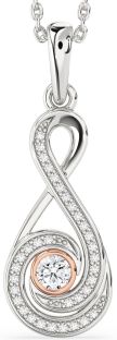 Diamond Silver & 10K Rose Gold Infinity Necklace