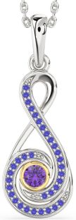Amethyst & Tanzanite Silver & 10K gold Infinity Necklace