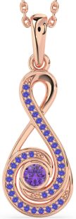 Amethyst & Tanzanite Rose Gold Silver Infinity Necklace